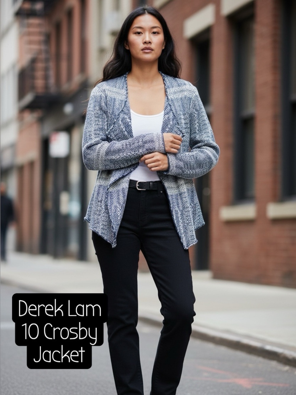 Derek Lam 10 Crosby Tweed Open Front Blazer Jacket Fringe NWT